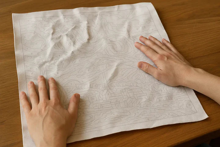 How to flatten a crumpled paint-by-numbers canvas?