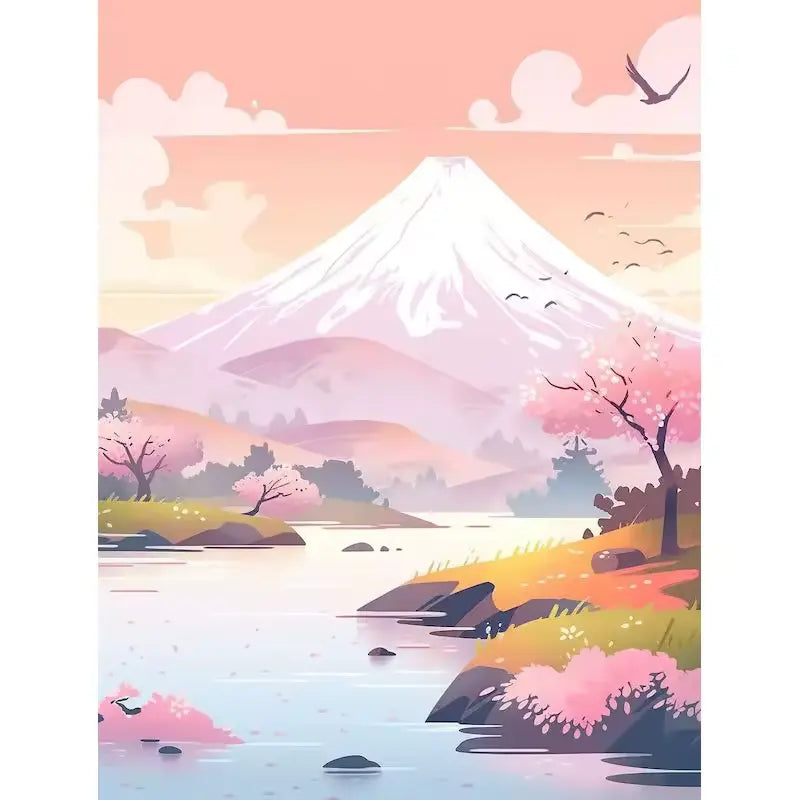 Dawn over Mount Fuji - Paint by numbers