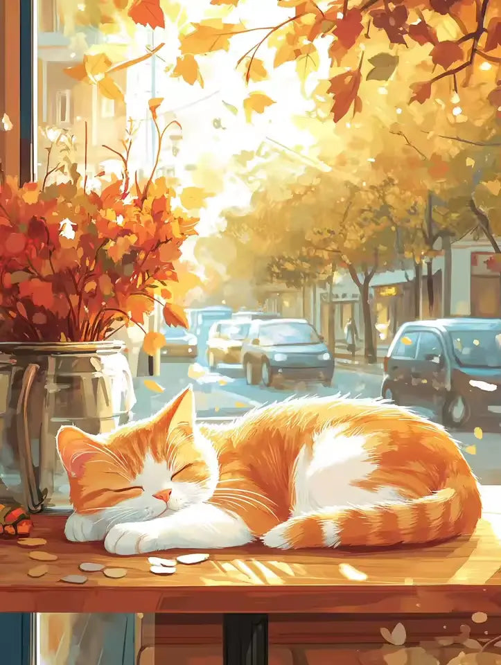Sleeping ginger cat - Paint by numbers