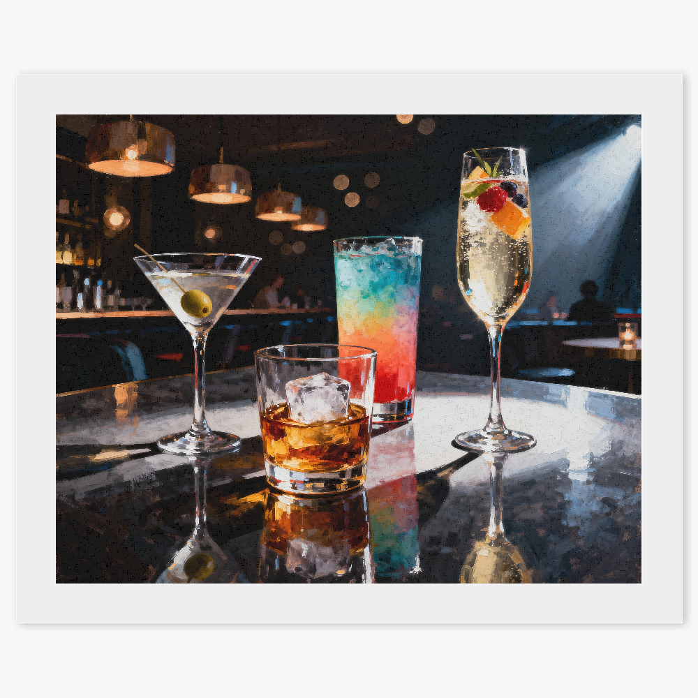 Cocktails at the bar Lounge - Paint by numbers