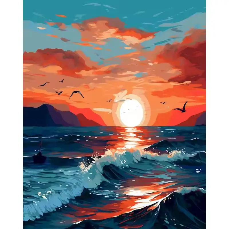 Sunset at sea - Paint by numbers