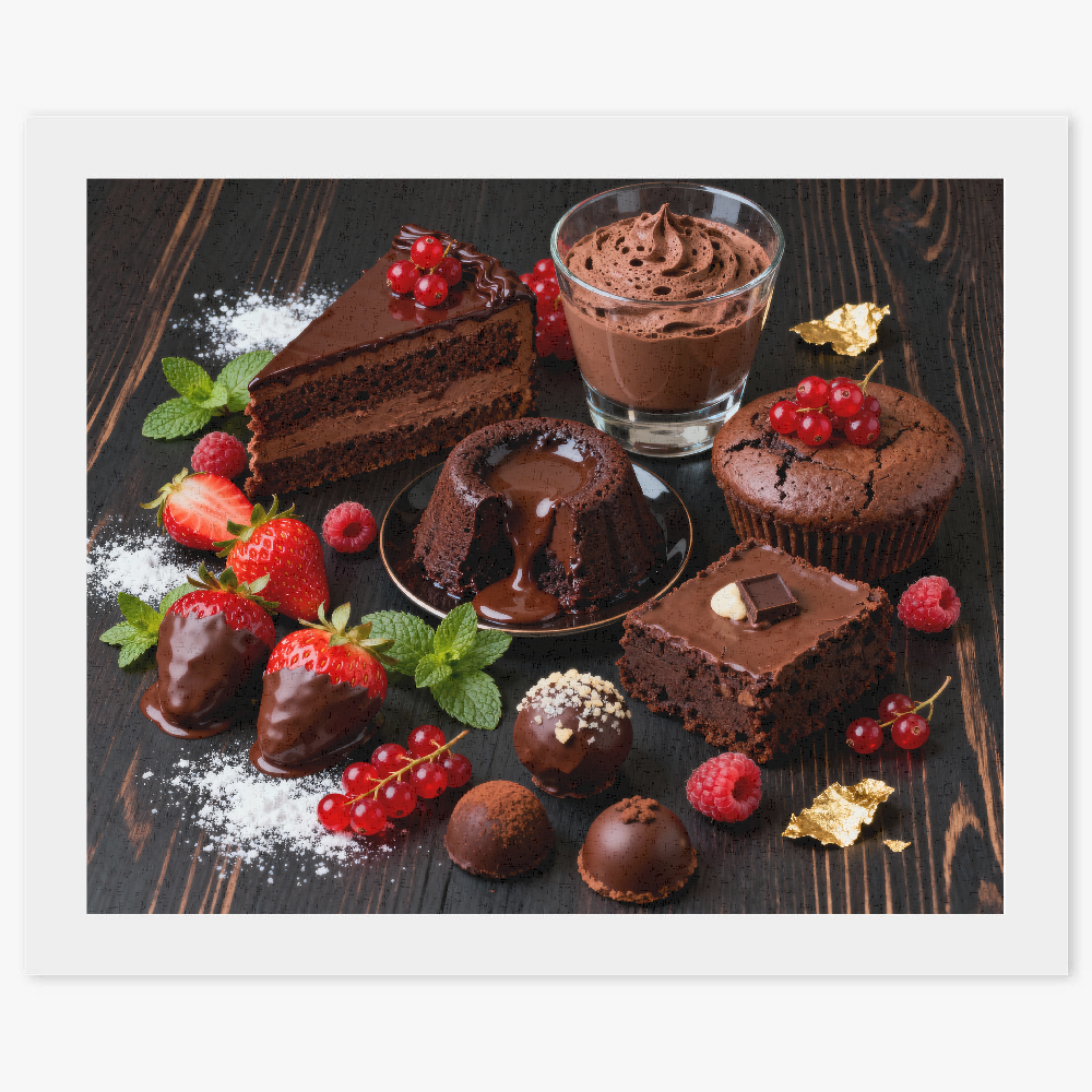 Chocolate and red fruits dessert - Paint by numbers