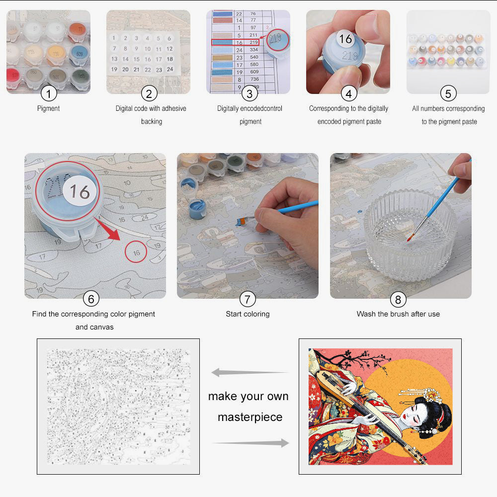 Geisha Numbers Graph Paint by numbers