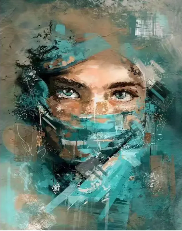 Woman with green eyes - Paint by numbers