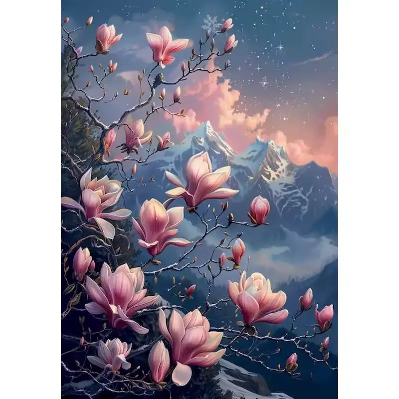 Wild pink flowers in the mountains - Paint by numbers