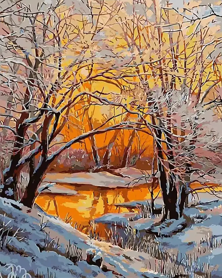 Snowy winter forest - Paint by numbers