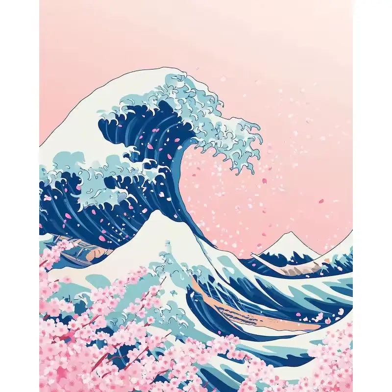 Kanagawa wave sakura 2 - Paint by numbers