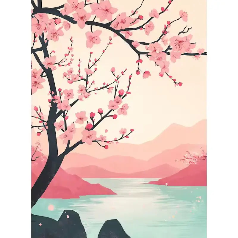 Sakura morning on the bay - Paint by numbers