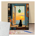 Cat admiring the sunset - Paint by numbers