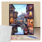 Illuminated canals in the city - Paint by numbers