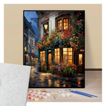 Flower-filled boutique in the evening glow - Paint by numbers