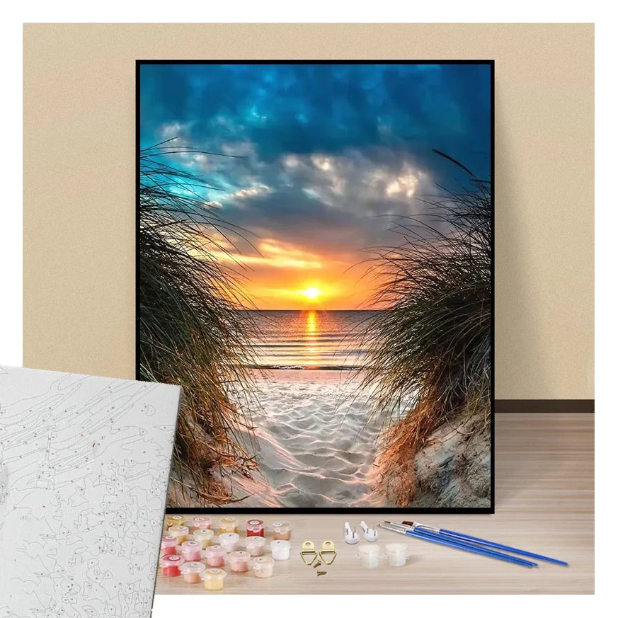 Sunset on the beach - Paint by numbers