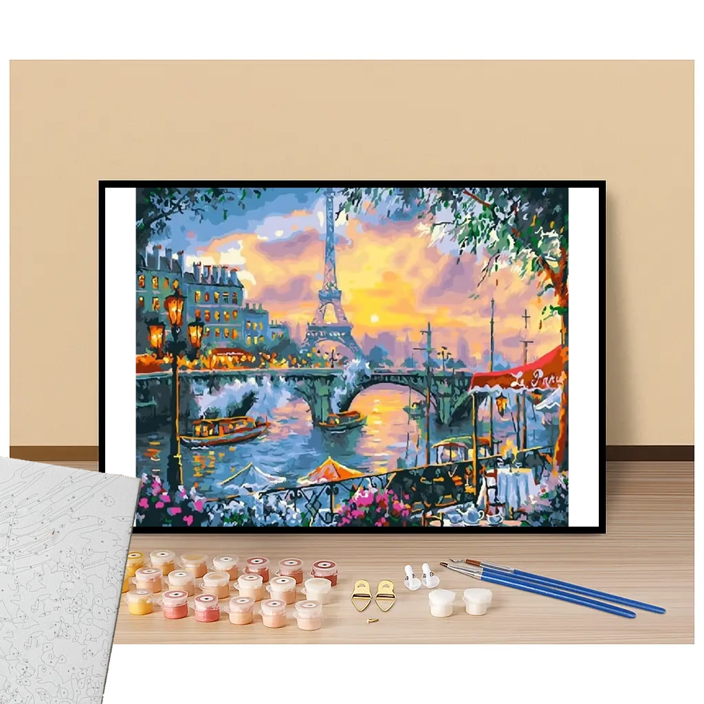 View of the Eiffel Tower and the Seine river - Paris - Paint by numbers