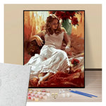 Woman in a white dress - Paint by numbers