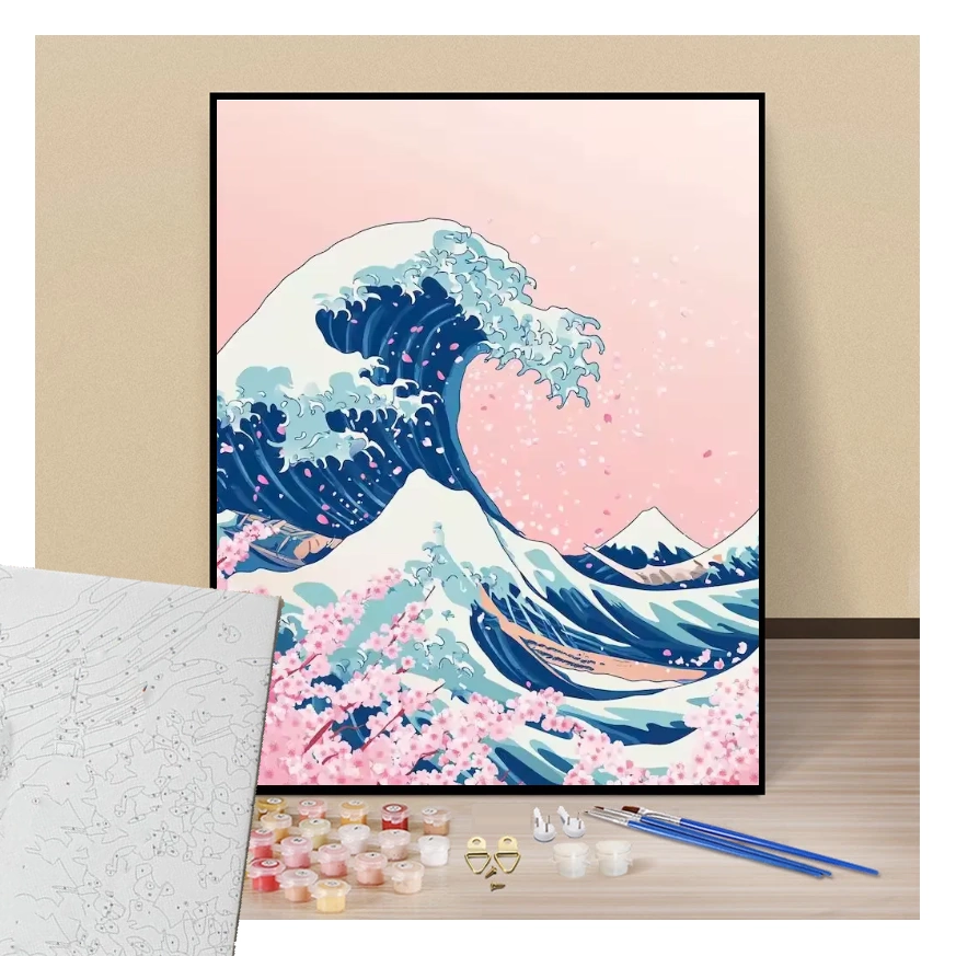 Kanagawa wave sakura 2 - Paint by numbers