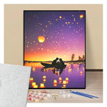 Lovers with lanterns on a boat - Paint by numbers