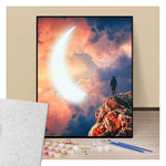 Man fascinated by the crescent moon - Paint by numbers