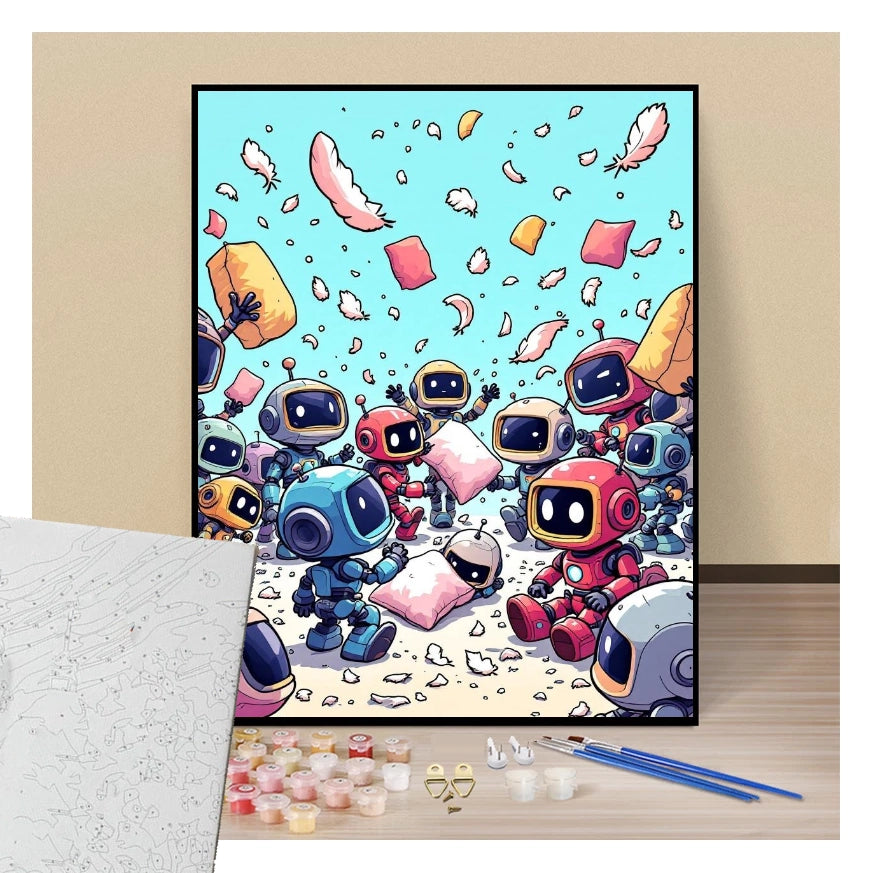 Mini Robots Chibi Pillow Battle - Manga - Paint by numbers