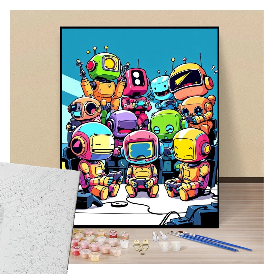 Mini Robots Chibi Video Game - Manga - Paint by numbers