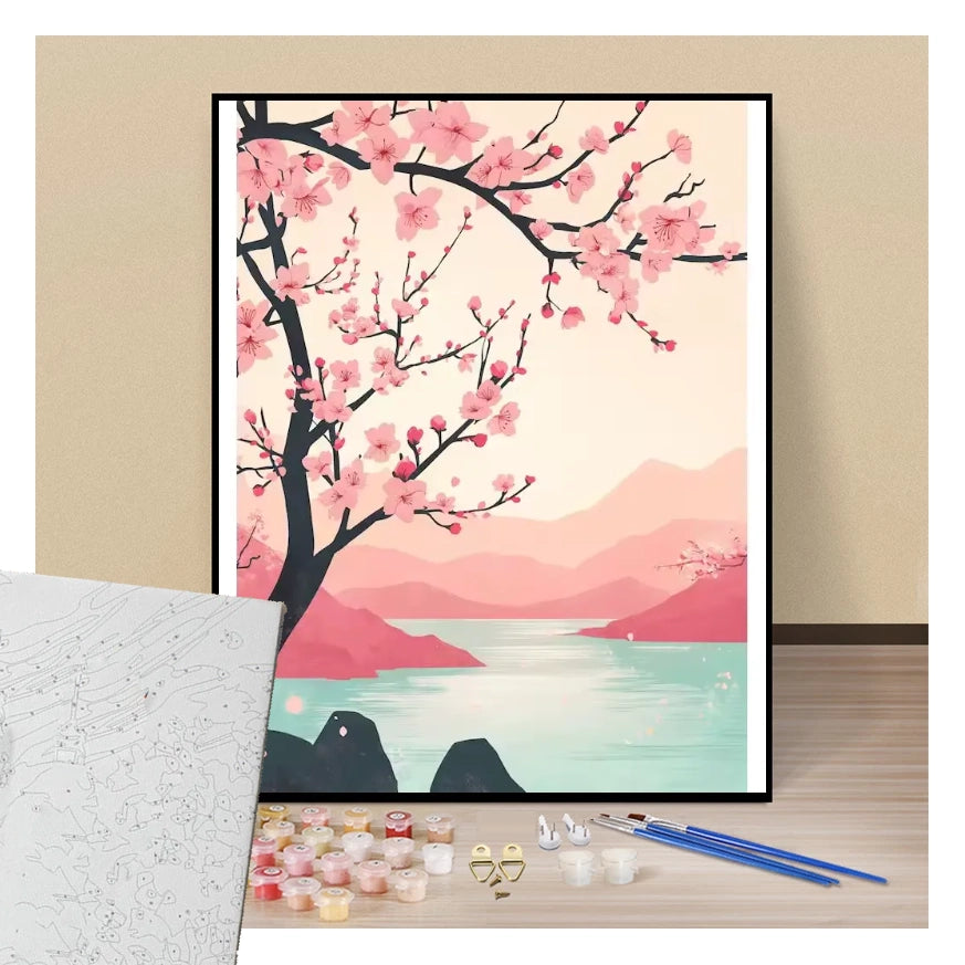 Sakura morning on the bay - Paint by numbers