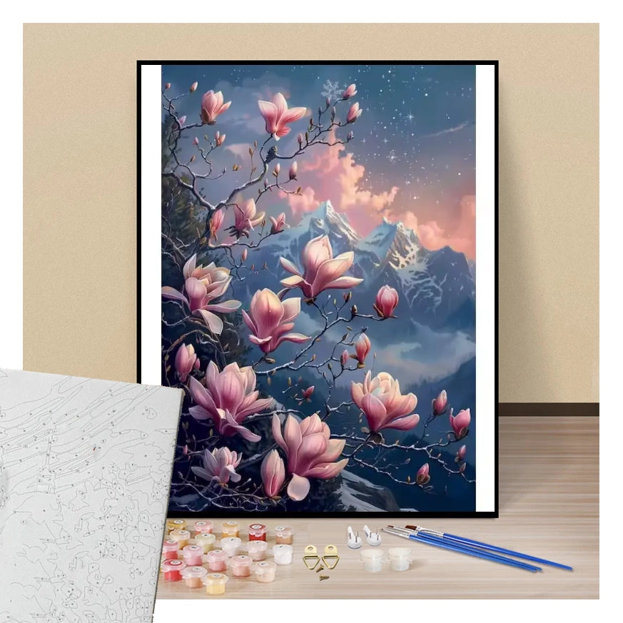 Wild pink flowers in the mountains - Paint by numbers