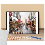 Paris shopping street with a view of the Eiffel Tower - Paint by numbers