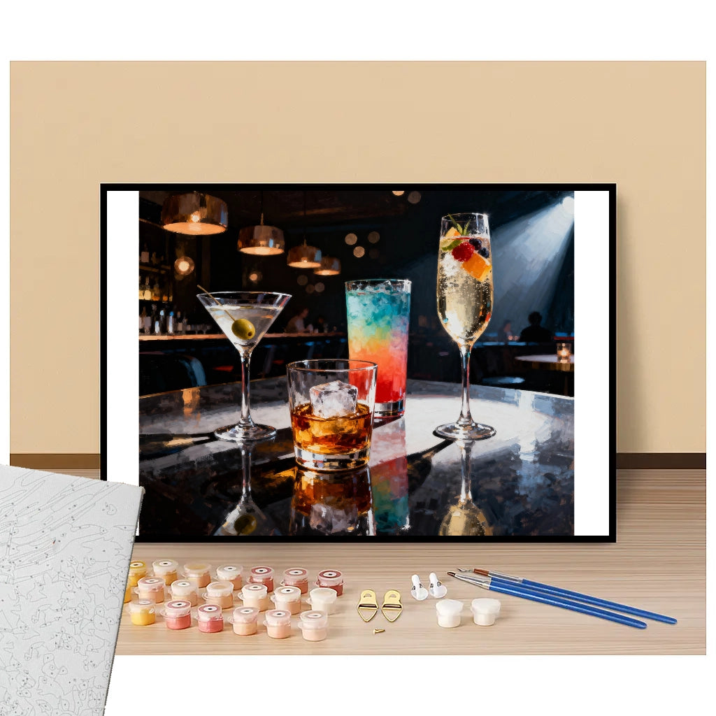 Cocktails at the bar Lounge - Paint by numbers