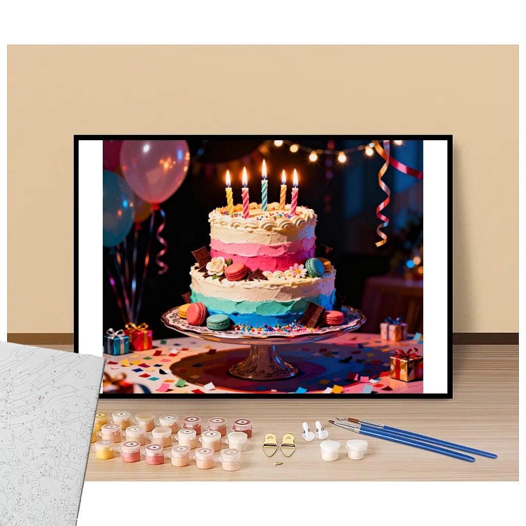 Fancy birthday cake -  Paint by numbers