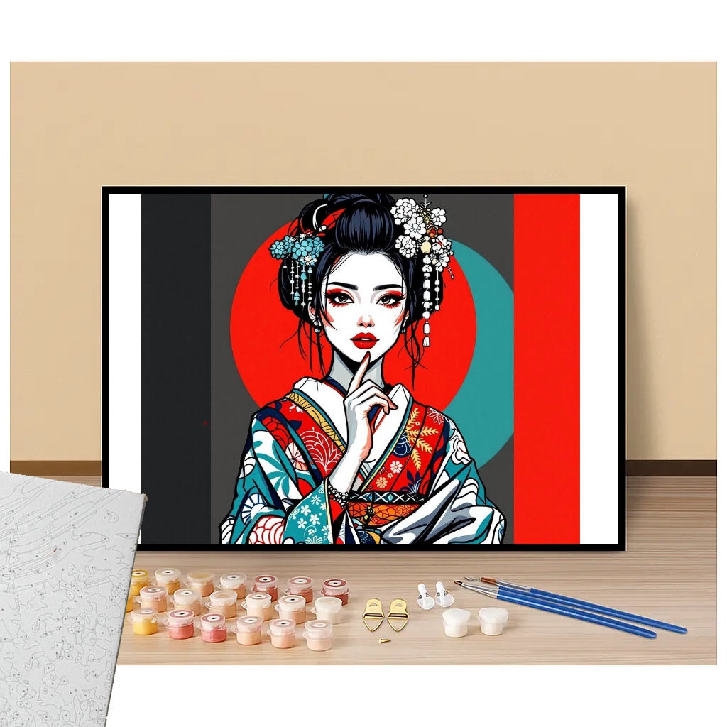 Geisha Modern Pop Art - Manga - Paint by numbers