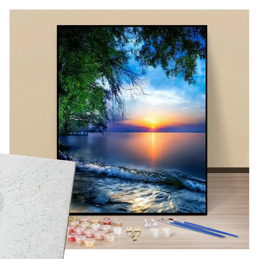 Beach at sunset - Paint by numbers