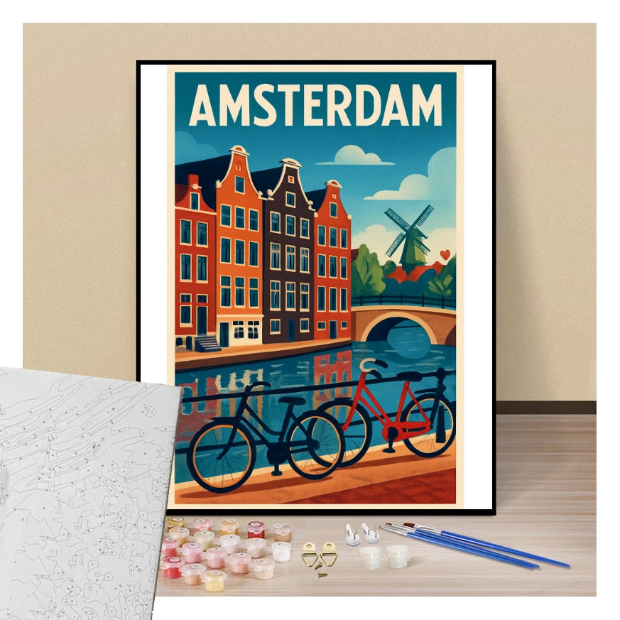 Poster Amsterdam - Paint by numbers