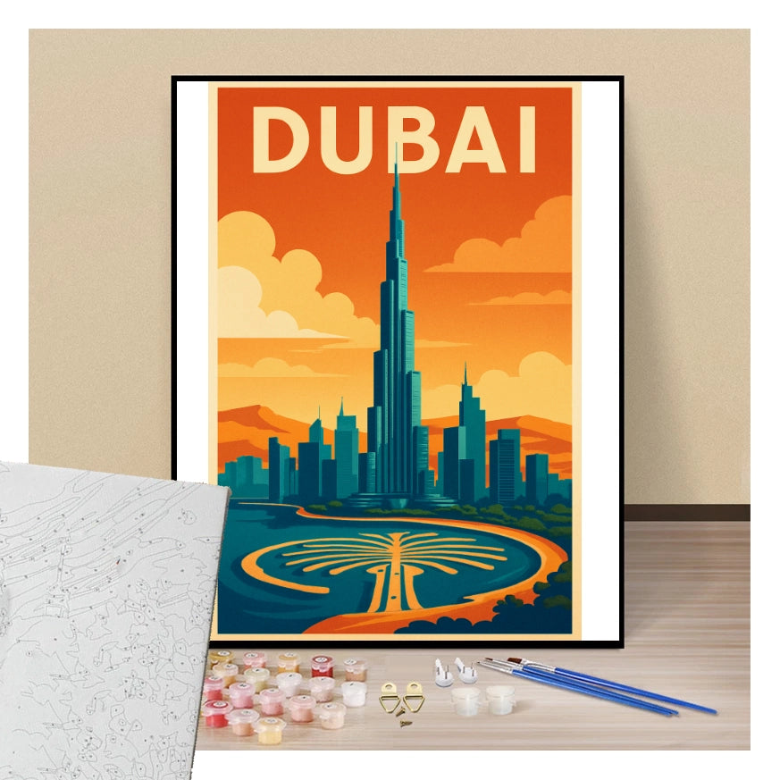 Poster Dubaï - Paint by numbers