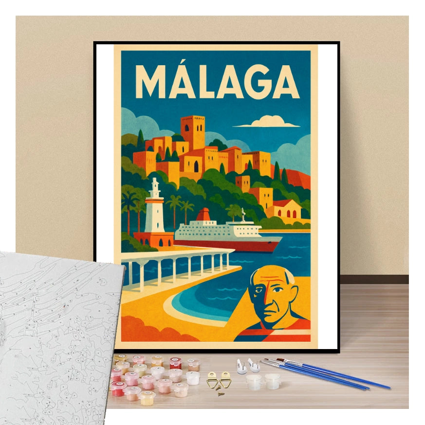 Poster Málaga - Paint by numbers