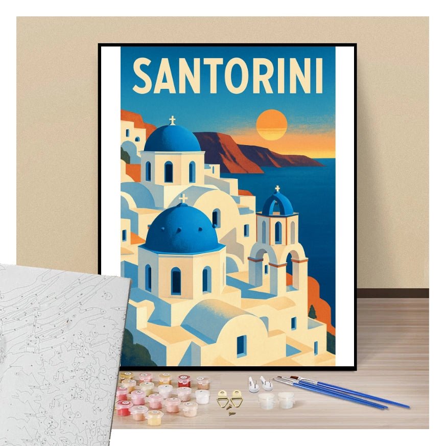 Poster Santorini - Paint by numbers