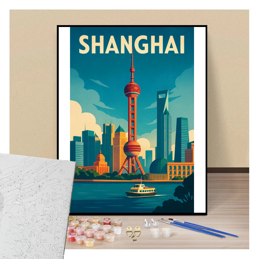 Poster Shanghai - Paint by numbers