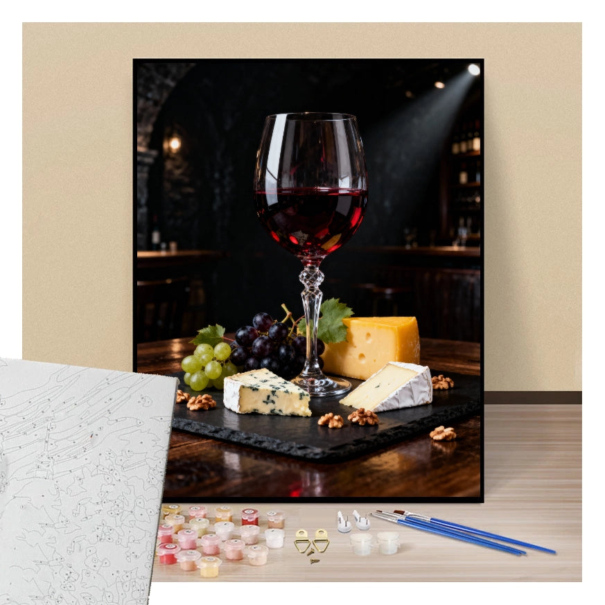 Red wine and cheeses - Paint by numbers