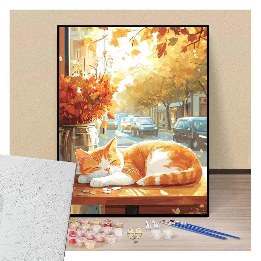 Sleeping ginger cat - Paint by numbers