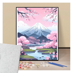 Spring sakura at Mont Fuji - Paint by numbers