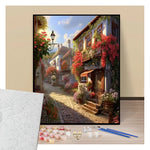 Sunny flower-filled alleyway - Paint by numbers