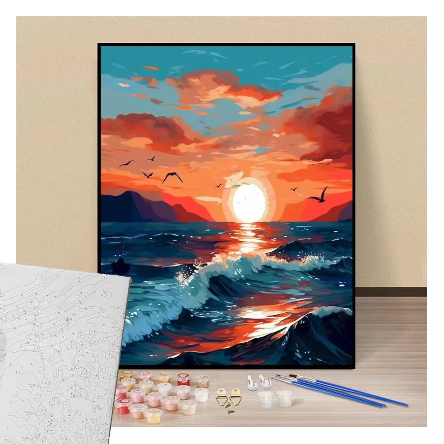 Sunset at sea - Paint by numbers