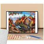 Water mill in an automnal landscape - Paint by numbers