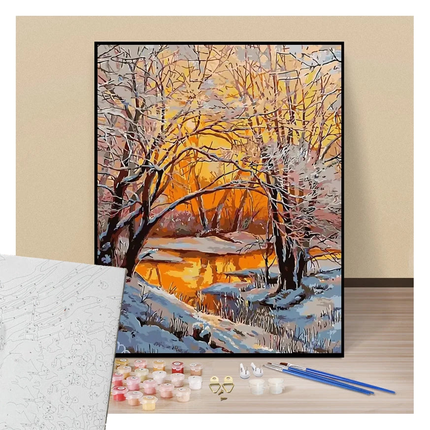 Snowy winter forest - Paint by numbers