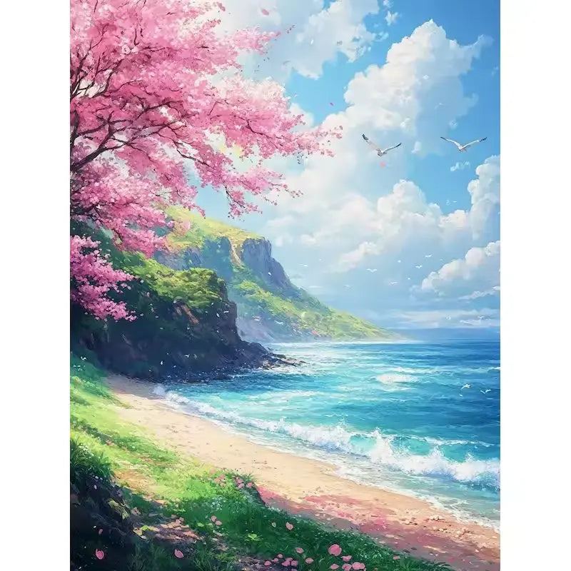 Okinawa beach sakura - Paint by numbers
