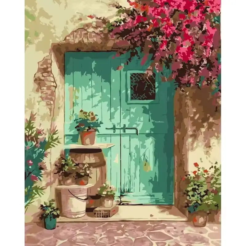 Wooden door in the old town - Paint by numbers