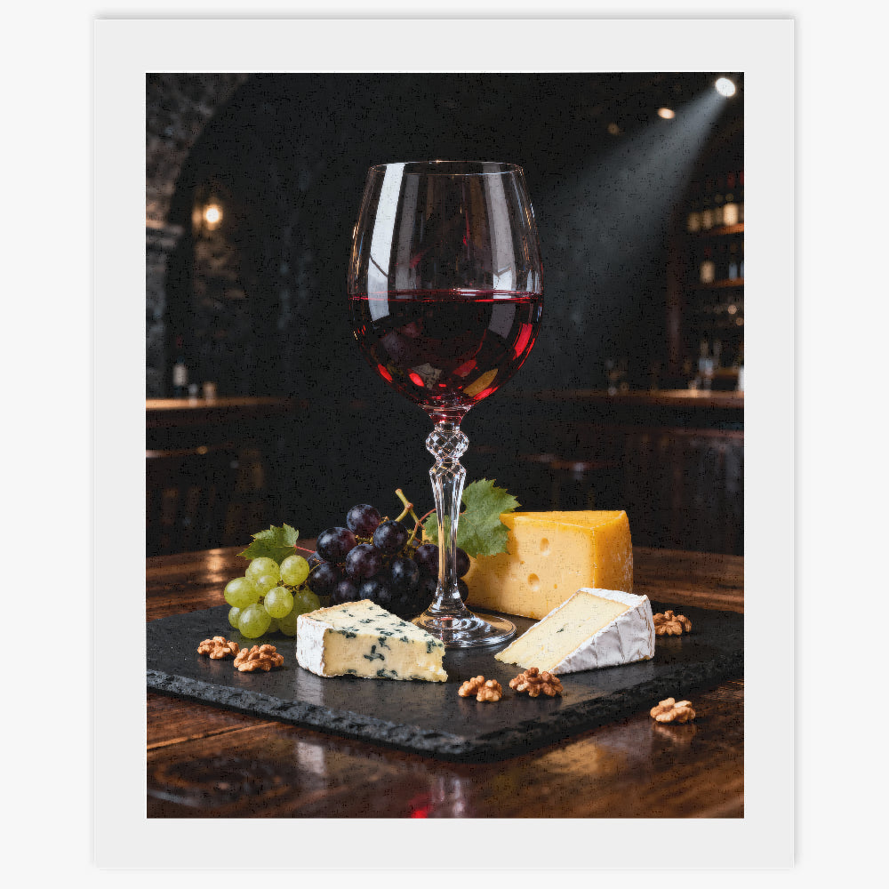 Red wine and cheeses - Paint by numbers