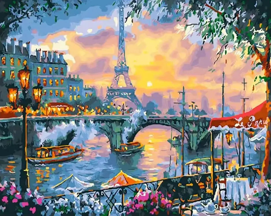 View of the Eiffel Tower and the Seine river - Paris - Paint by numbers