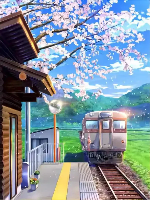 Japanese train arriving at the station - Paint by numbers